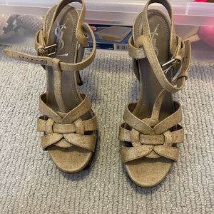 tan ysl platform tribute heel